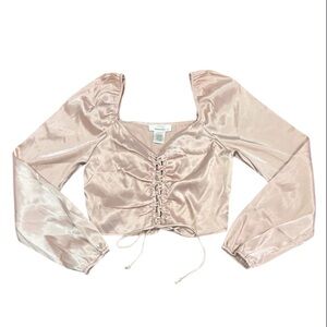 Urban Romantics Lace Up Satin Crop Top Sz S NWT